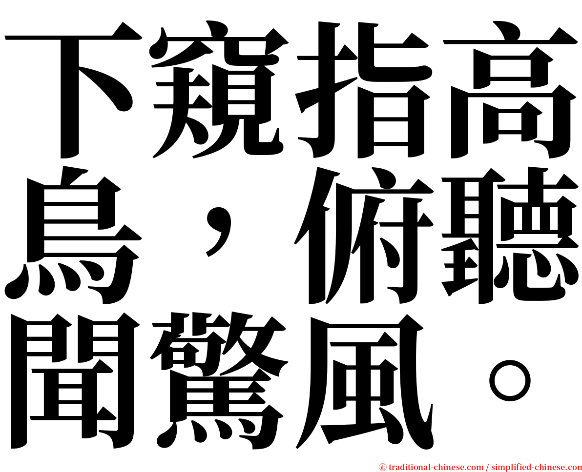 下窺指高鳥，俯聽聞驚風。 serif font