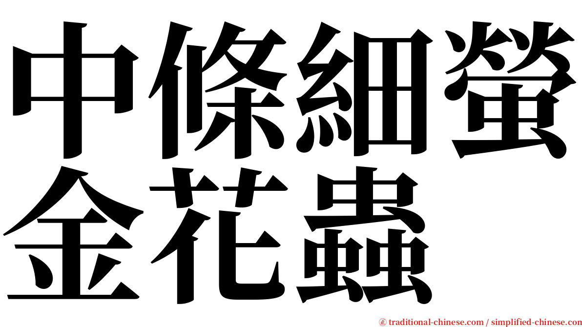 中條細螢金花蟲 serif font