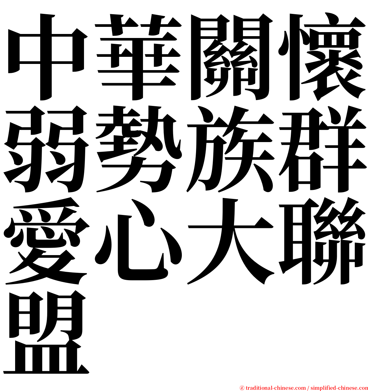 中華關懷弱勢族群愛心大聯盟 serif font