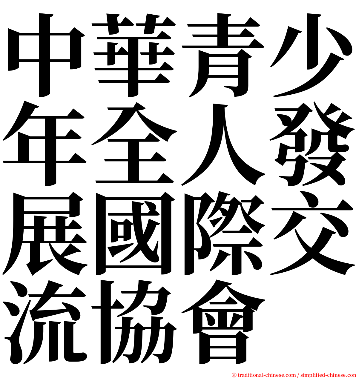 中華青少年全人發展國際交流協會 serif font