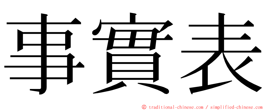 事實表 ming font