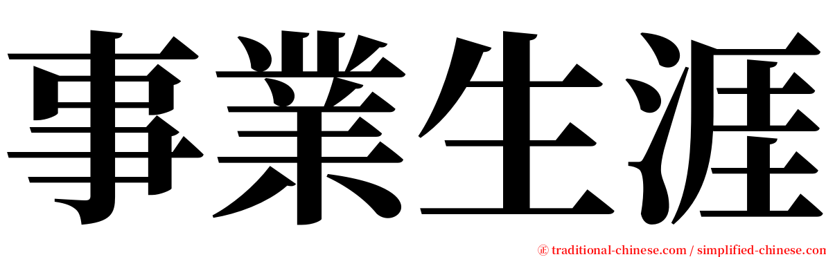 事業生涯 serif font