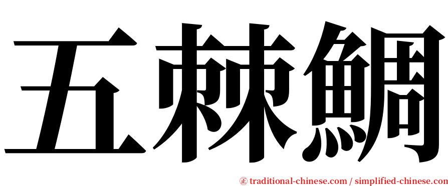 五棘鯛 serif font