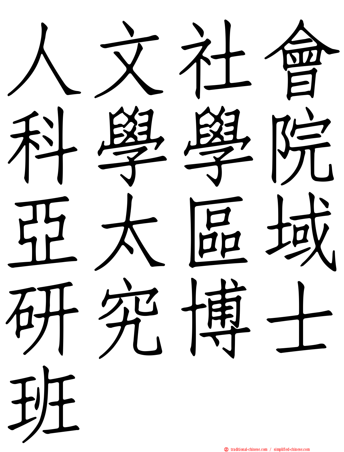 人文社會科學學院亞太區域研究博士班