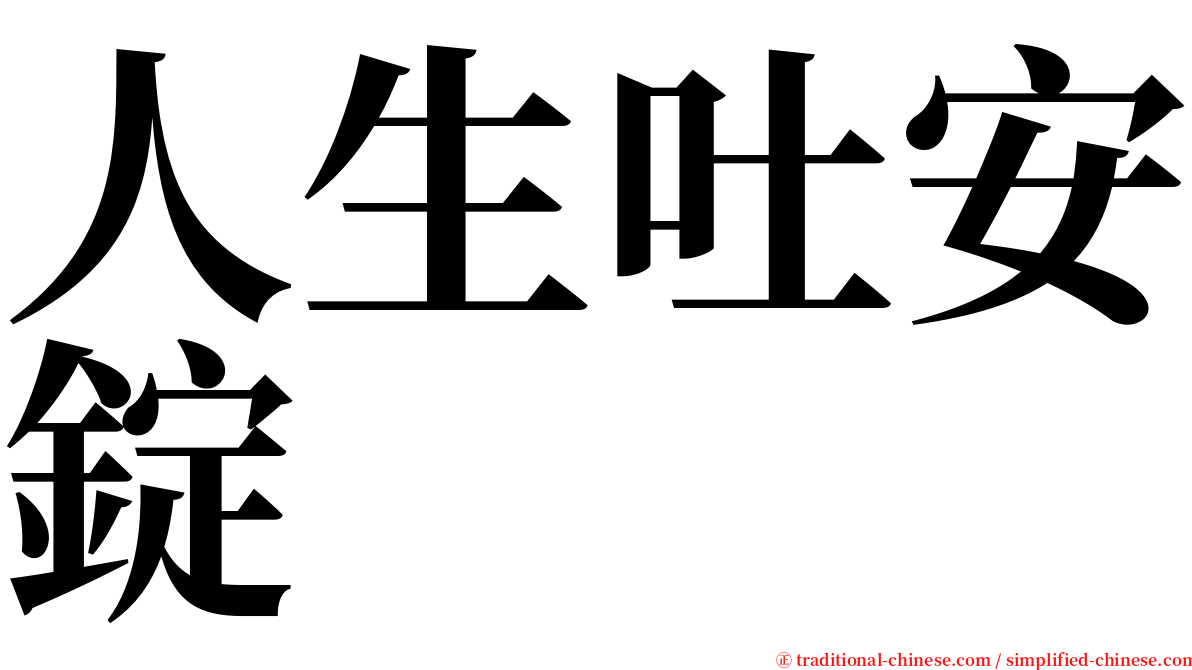 人生吐安錠 serif font