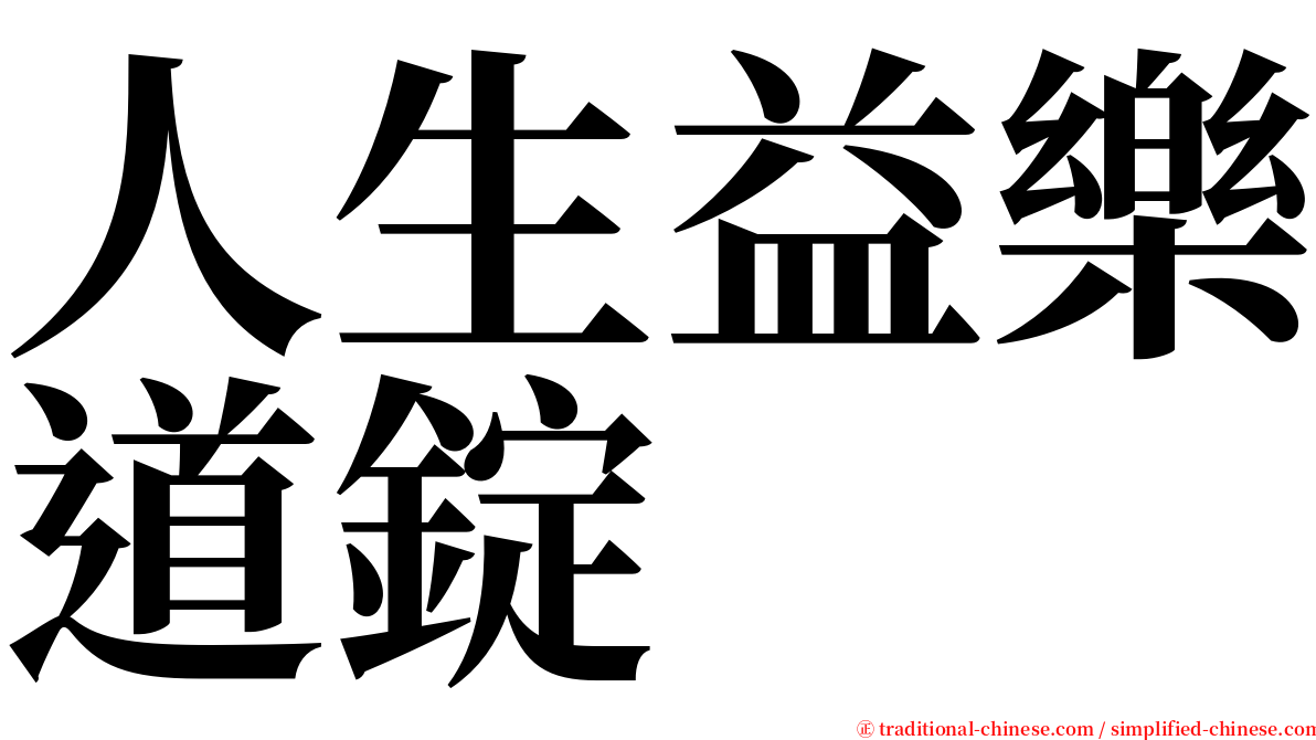 人生益樂道錠 serif font