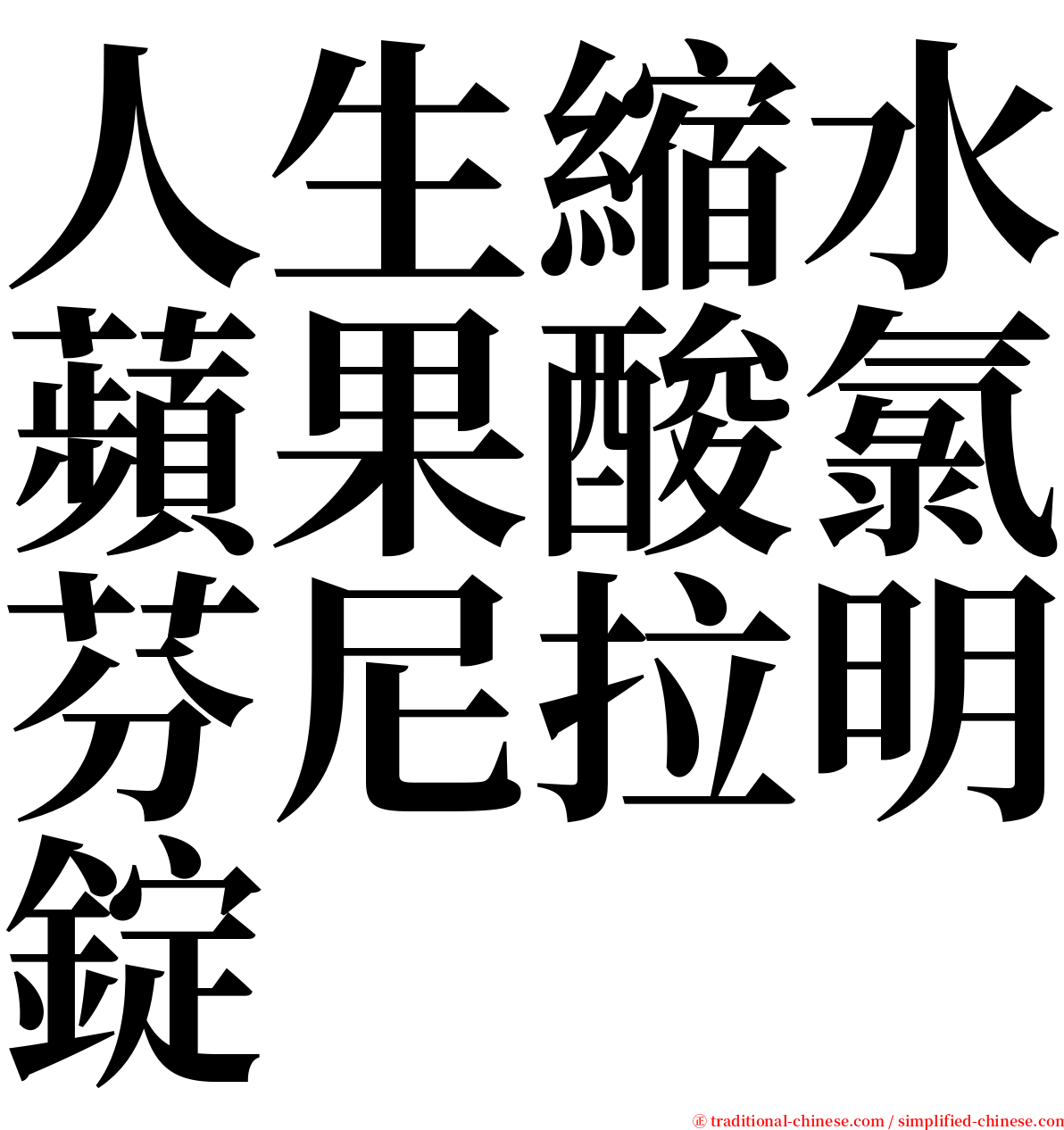 人生縮水蘋果酸氯芬尼拉明錠 serif font