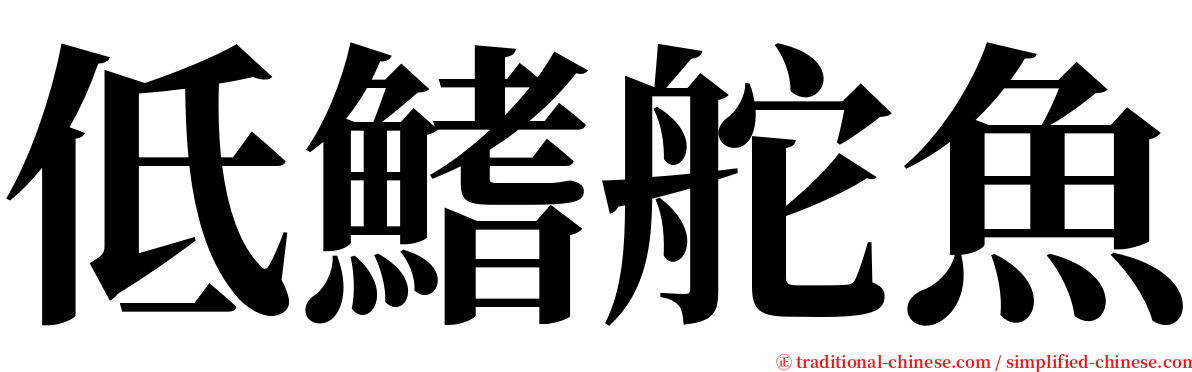 低鰭舵魚 serif font