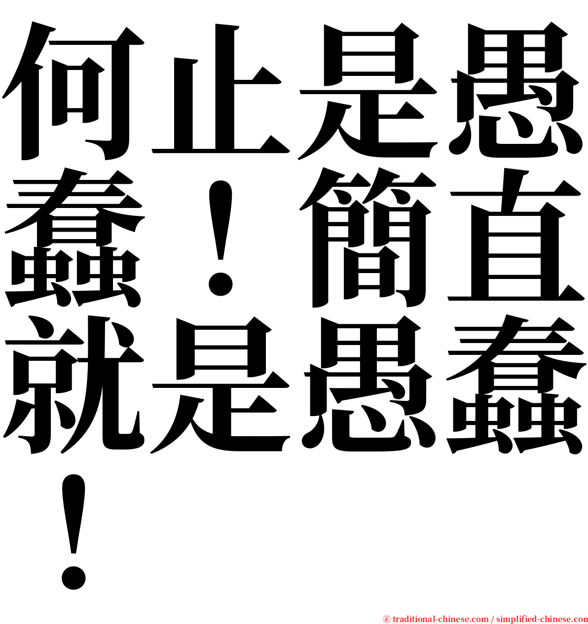 何止是愚蠢！簡直就是愚蠢！ serif font