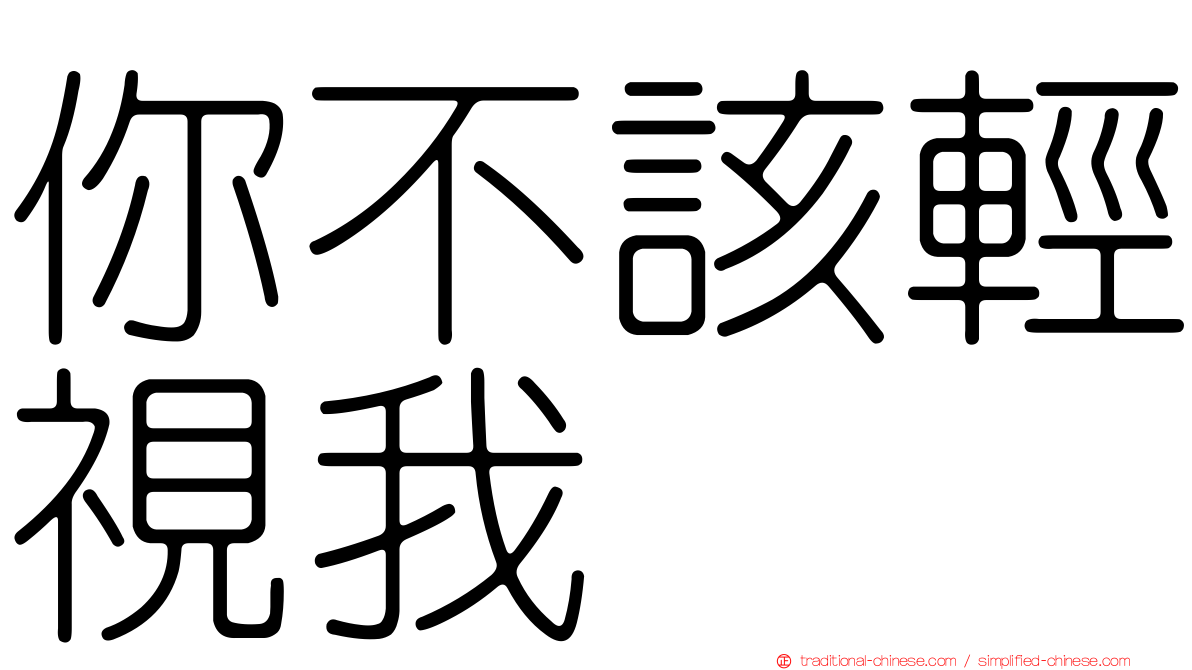 你不該輕視我