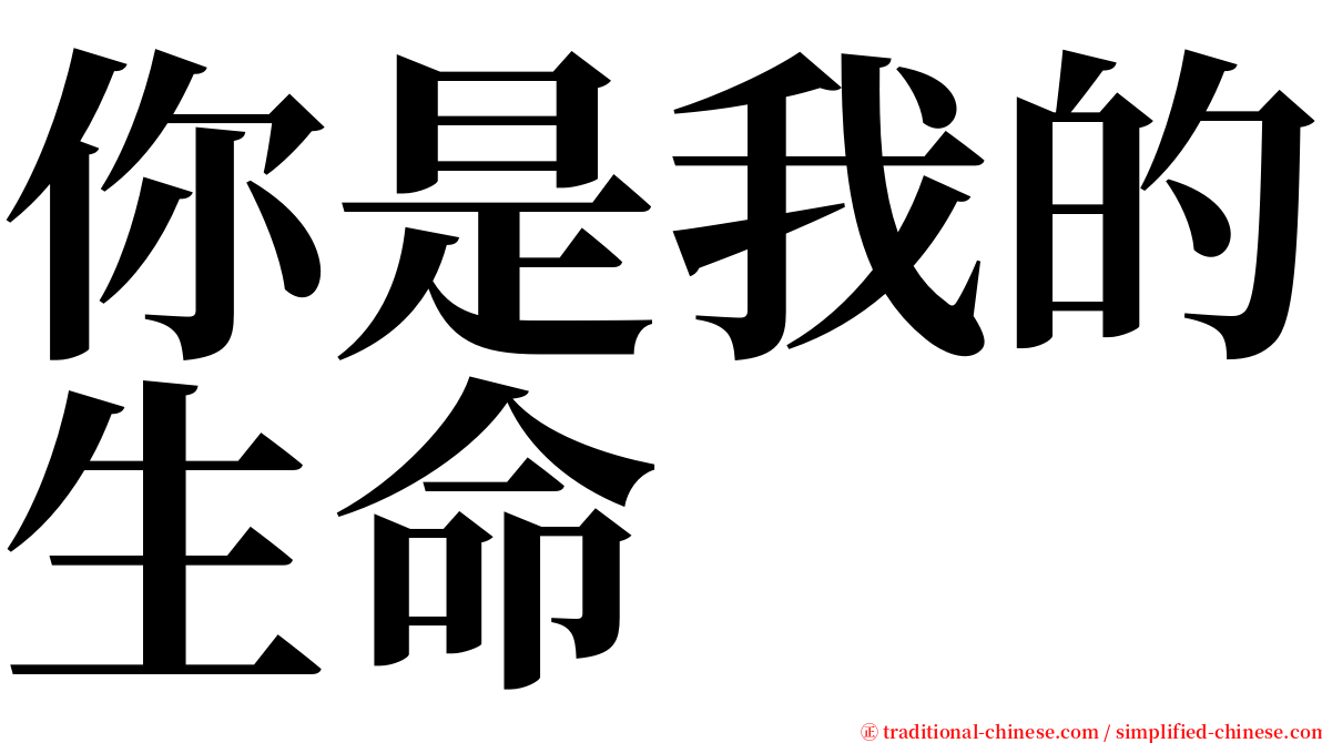 你是我的生命 serif font