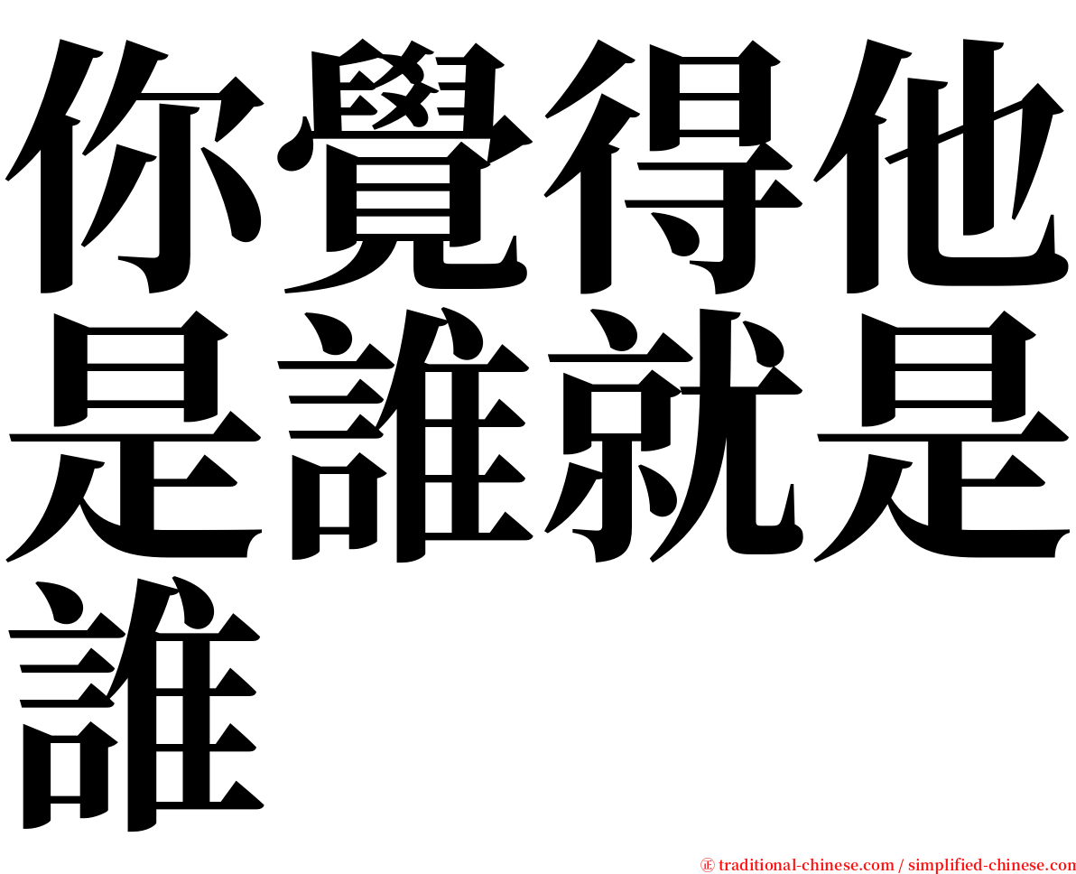 你覺得他是誰就是誰 serif font