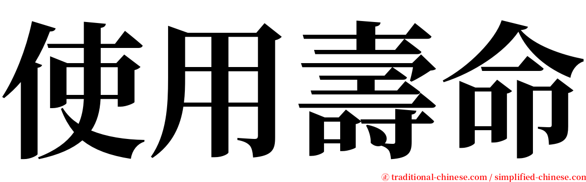 使用壽命 serif font