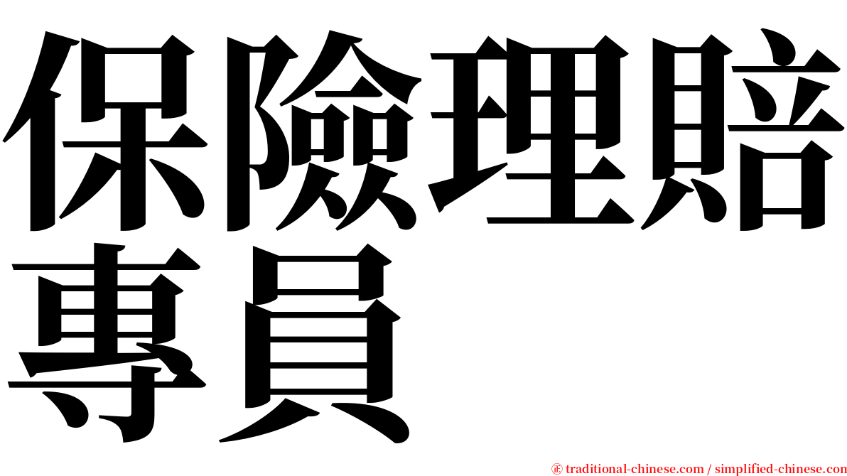 保險理賠專員 serif font