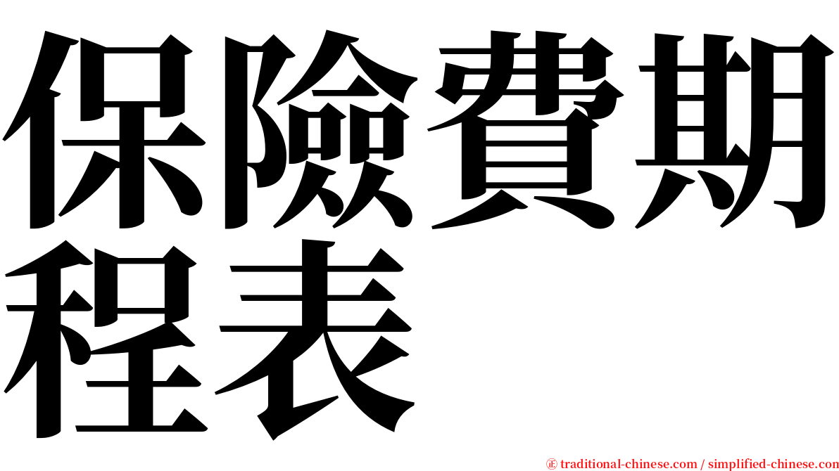 保險費期程表 serif font