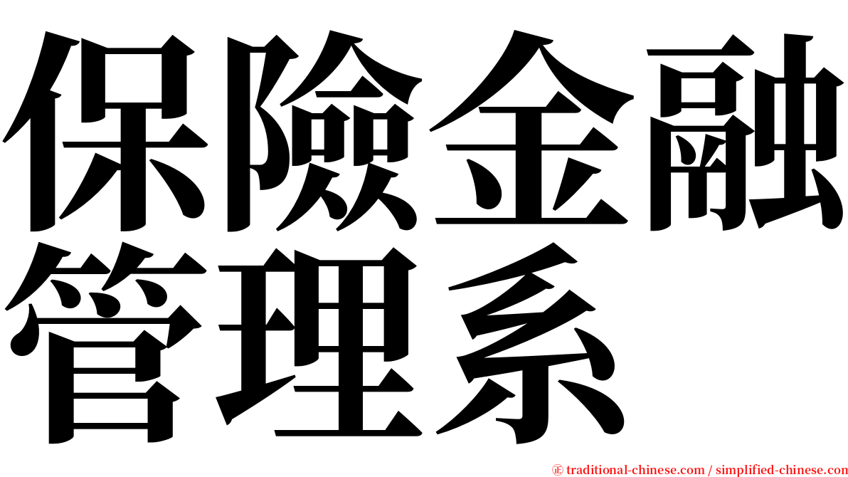 保險金融管理系 serif font