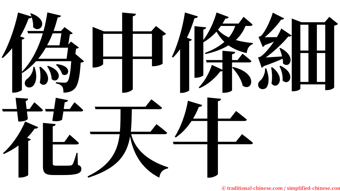 偽中條細花天牛 serif font
