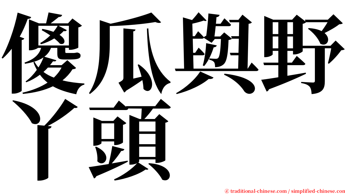 傻瓜與野丫頭 serif font