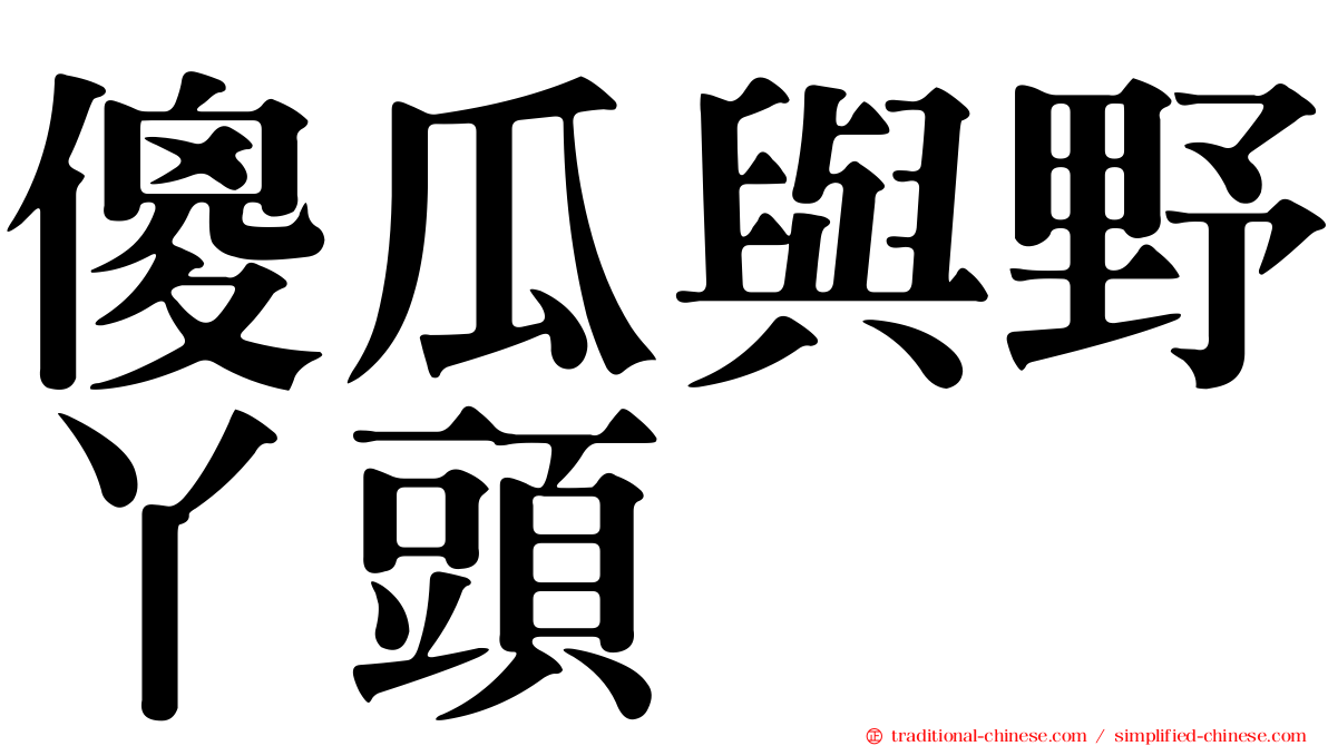 傻瓜與野丫頭