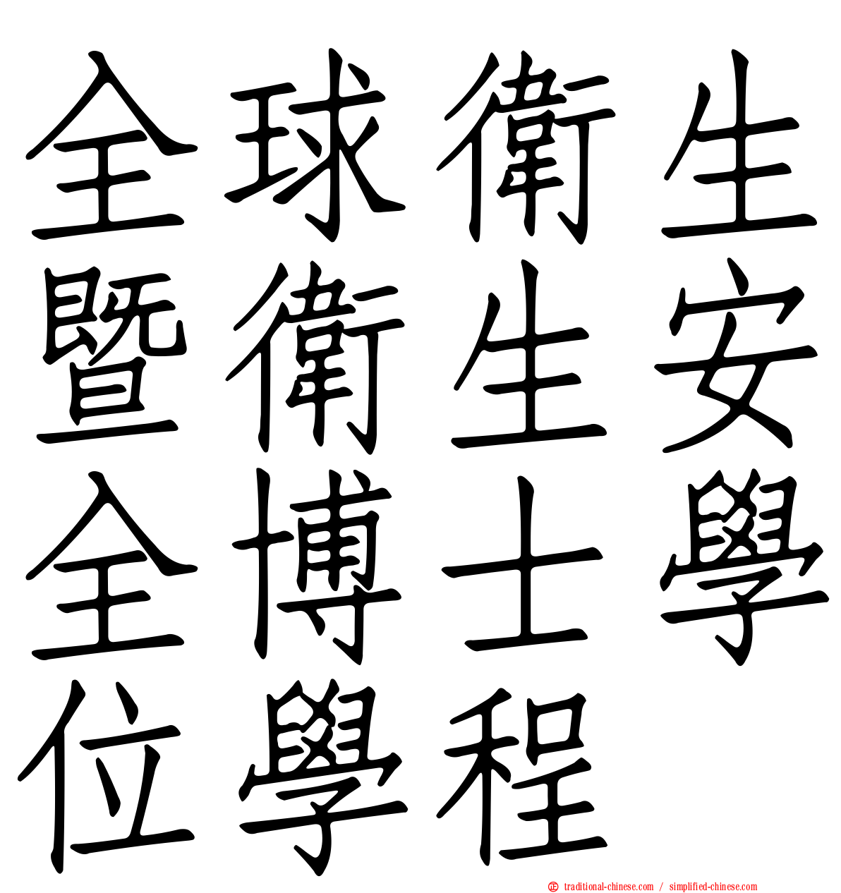 全球衛生暨衛生安全博士學位學程