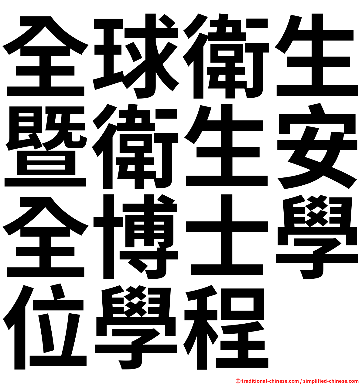 全球衛生暨衛生安全博士學位學程