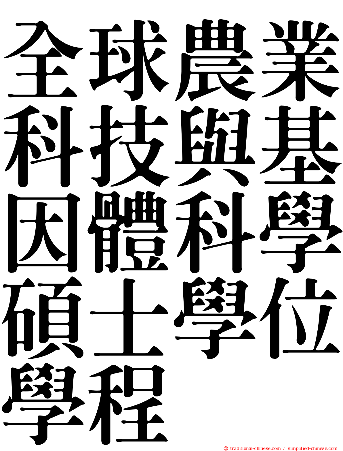 全球農業科技與基因體科學碩士學位學程