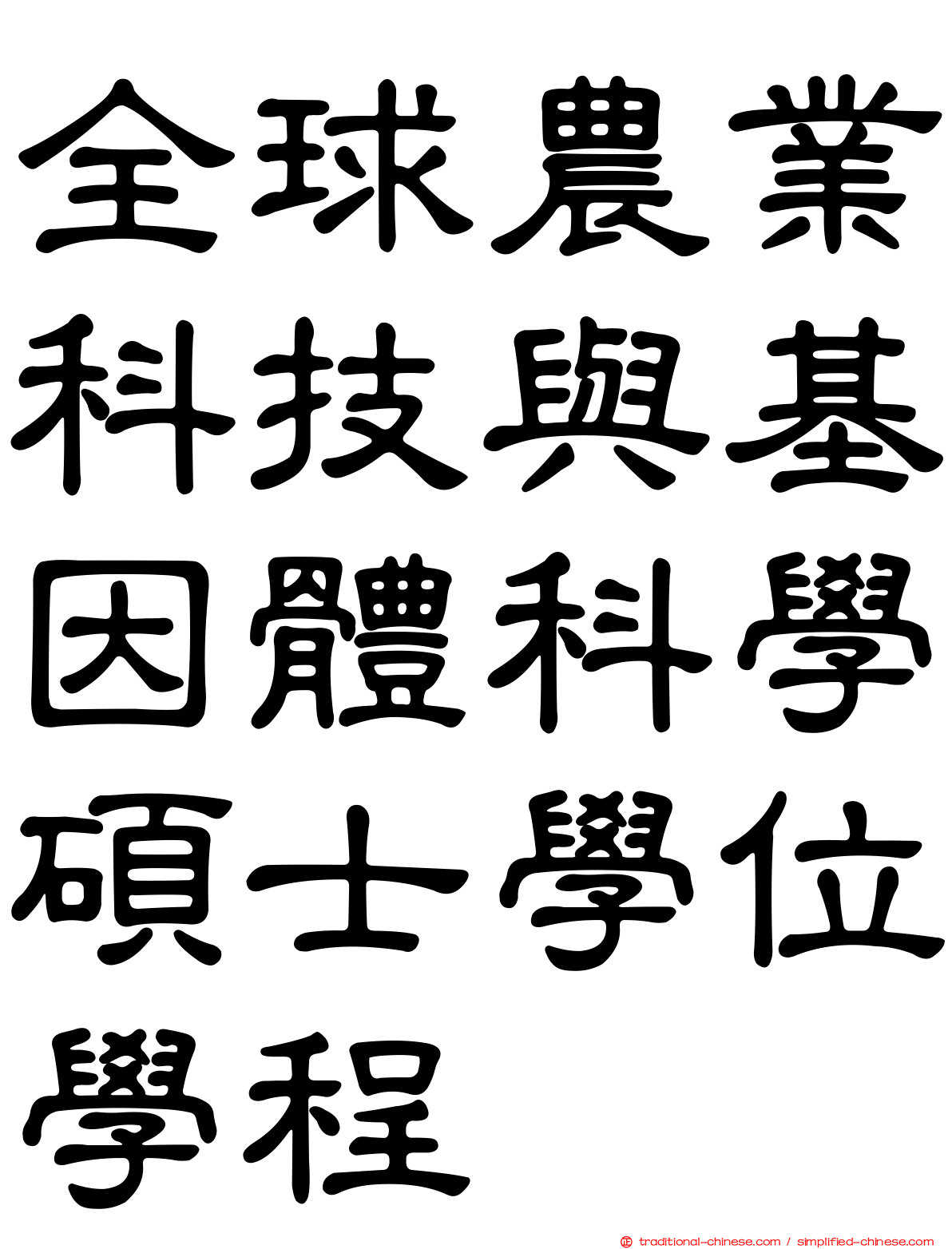 全球農業科技與基因體科學碩士學位學程