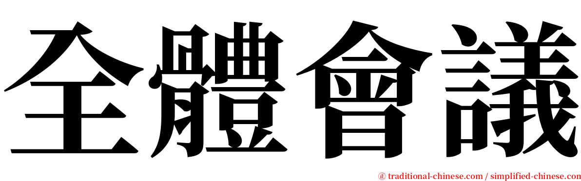 全體會議 serif font
