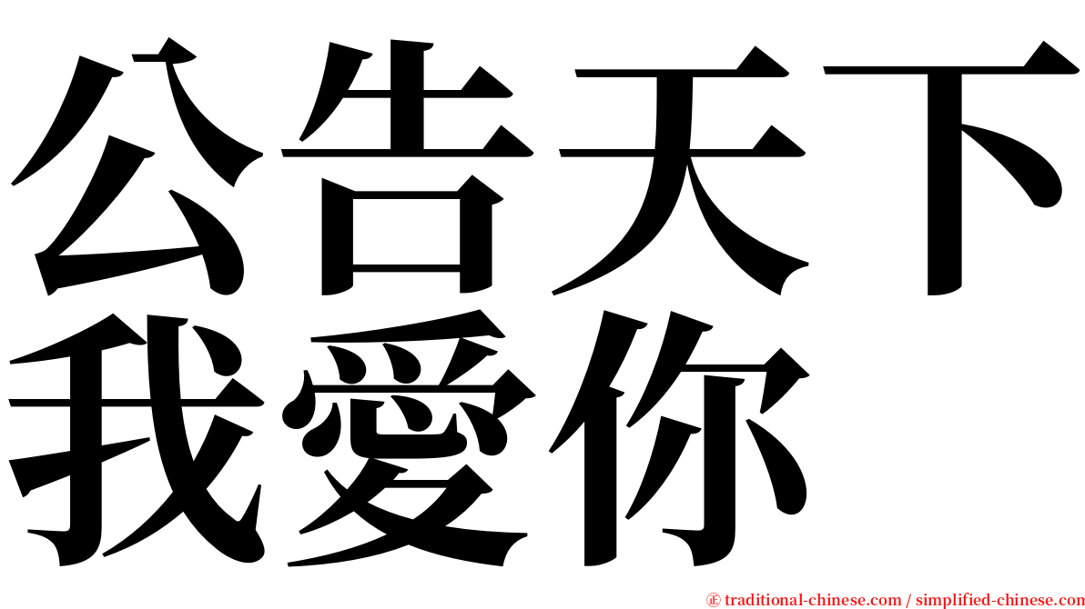 公告天下我愛你 serif font