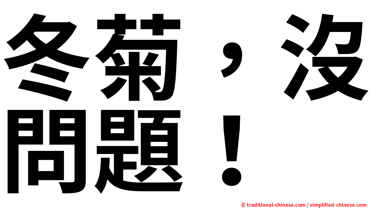冬菊，沒問題！