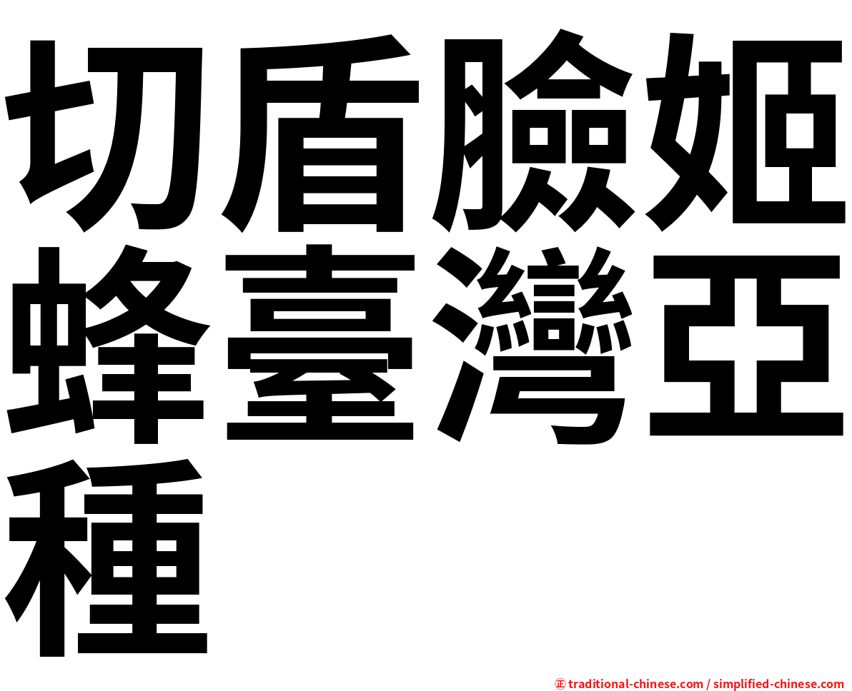 切盾臉姬蜂臺灣亞種