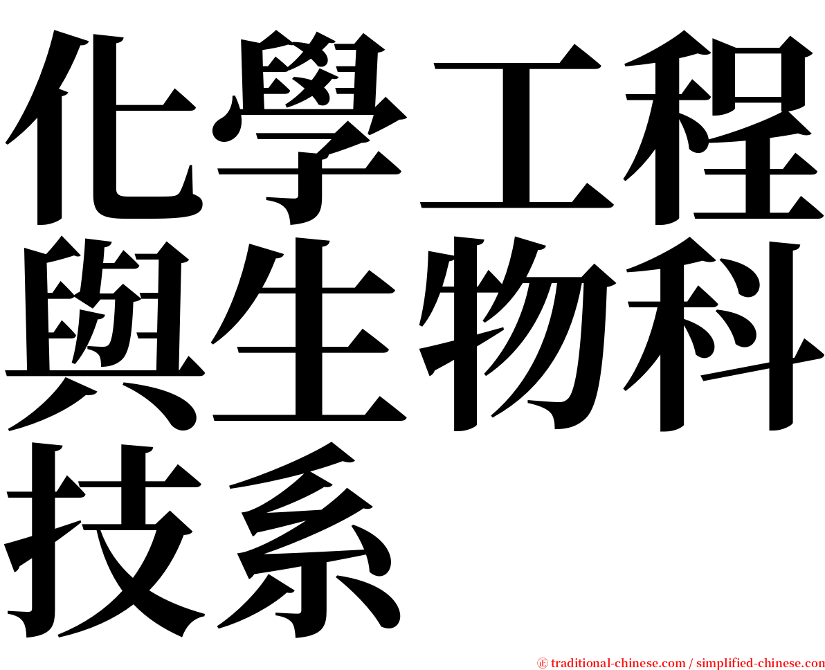 化學工程與生物科技系 serif font