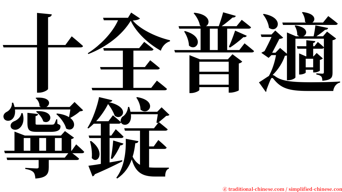 十全普適寧錠 serif font