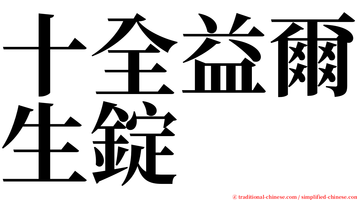 十全益爾生錠 serif font