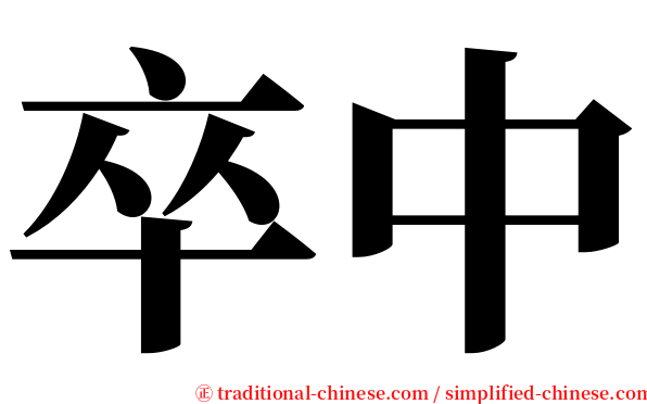 卒中 serif font
