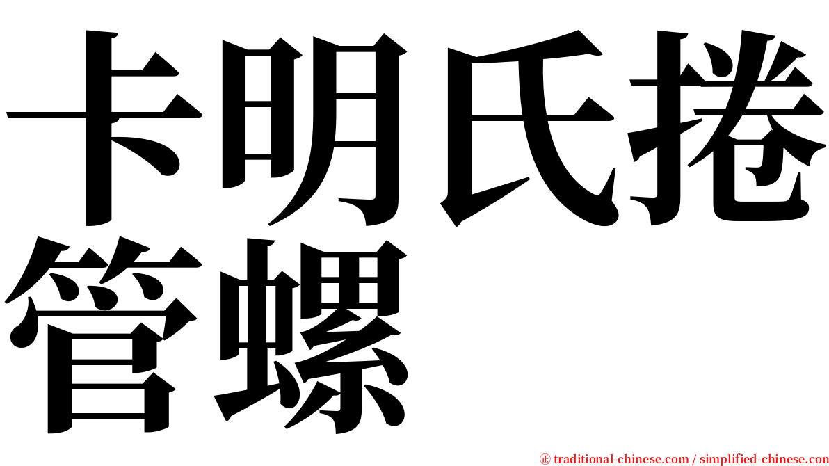 卡明氏捲管螺 serif font