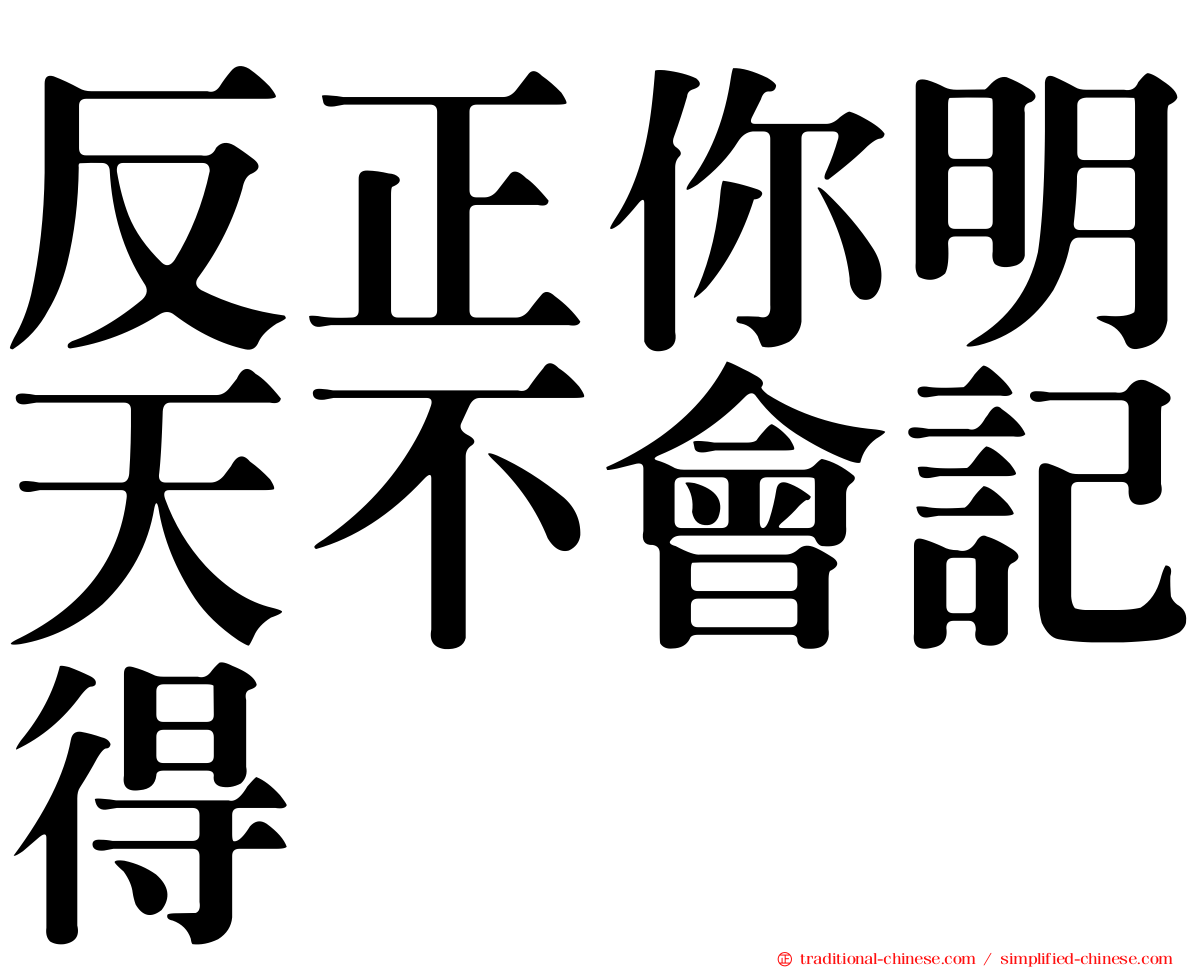 反正你明天不會記得