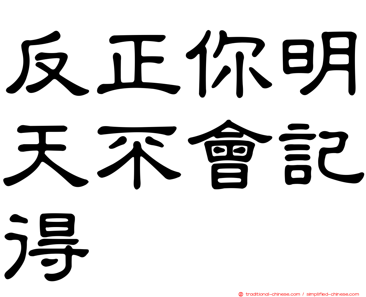 反正你明天不會記得