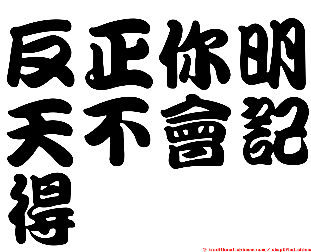 反正你明天不會記得