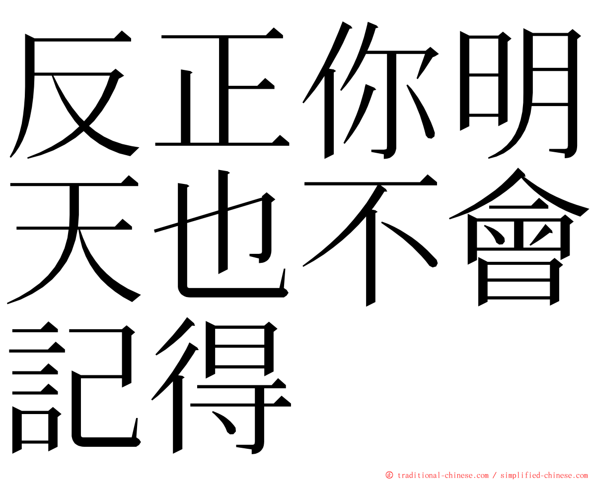 反正你明天也不會記得 ming font