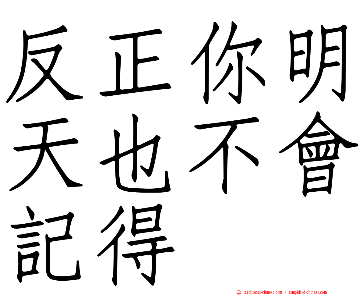 反正你明天也不會記得