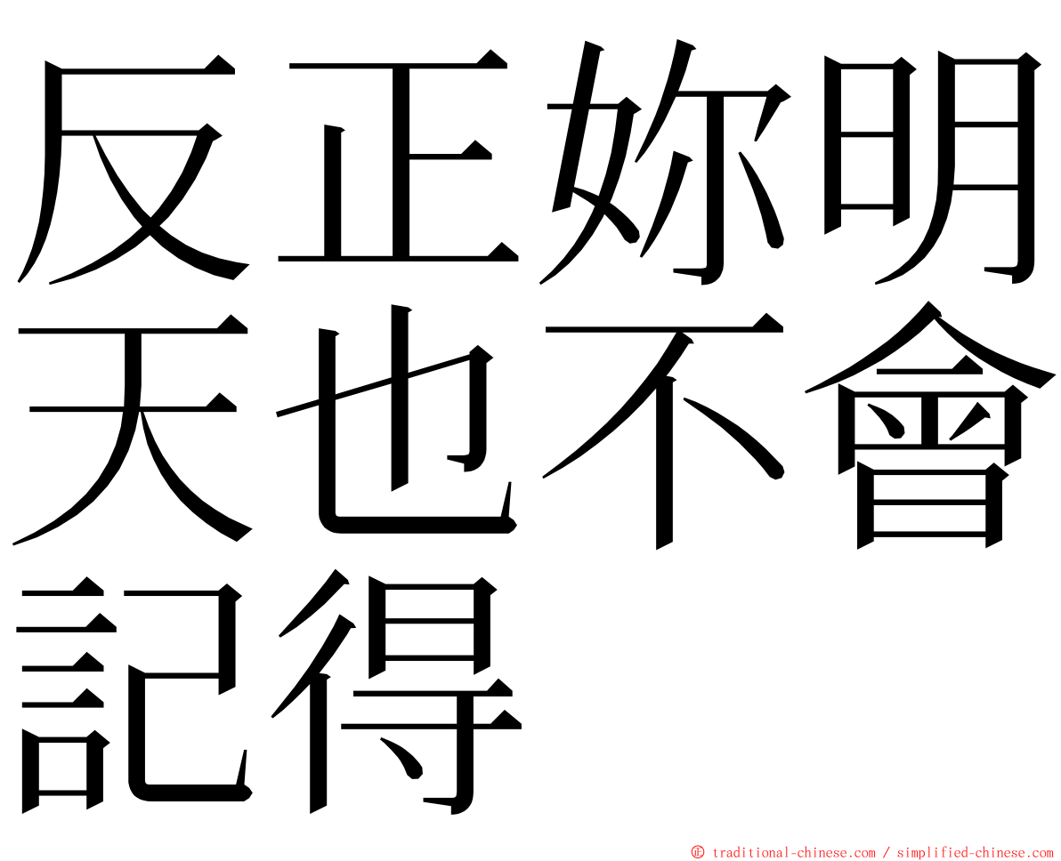 反正妳明天也不會記得 ming font