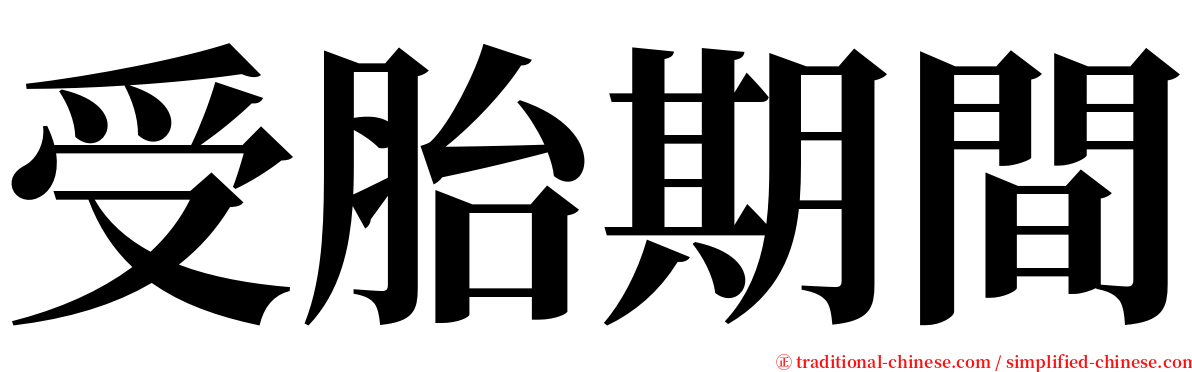 受胎期間 serif font