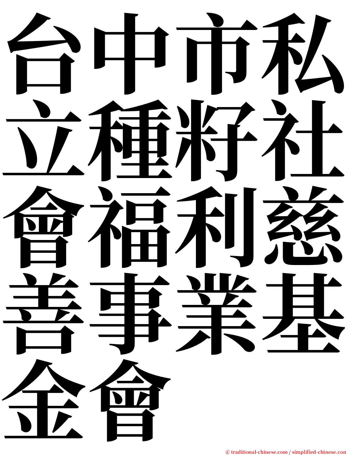 台中市私立種籽社會福利慈善事業基金會 serif font