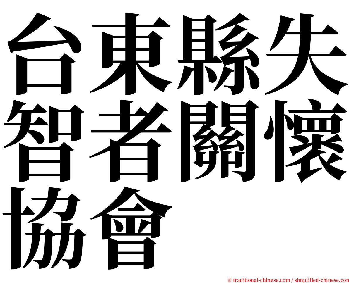 台東縣失智者關懷協會 serif font