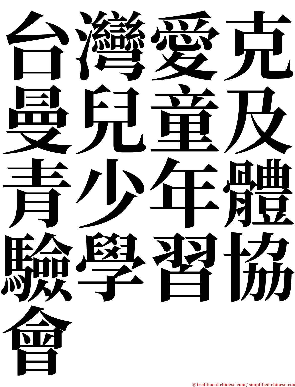 台灣愛克曼兒童及青少年體驗學習協會 serif font