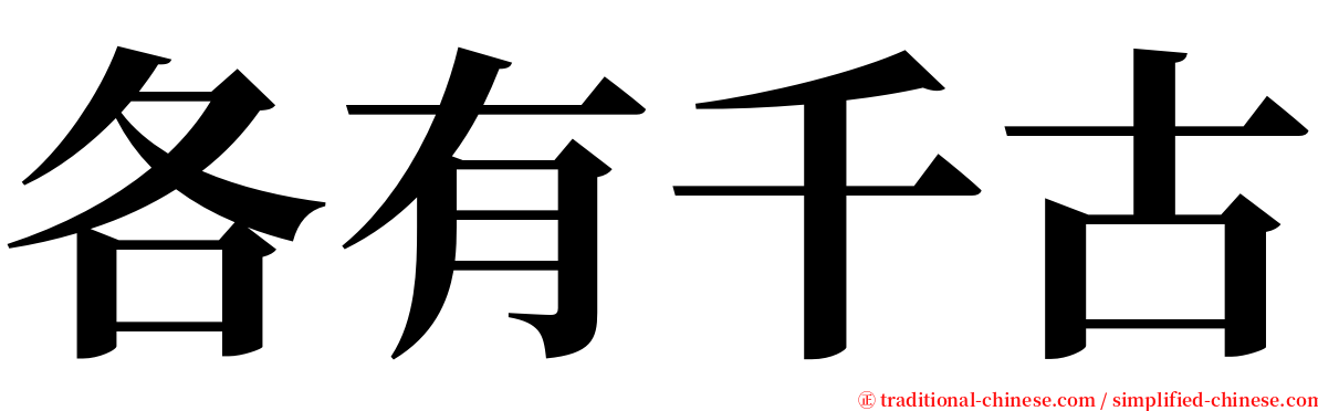 各有千古 serif font