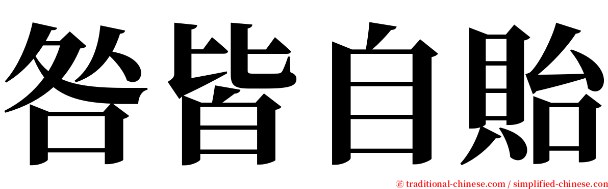 咎皆自貽 serif font