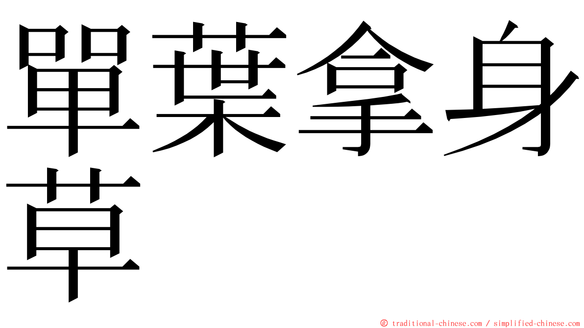 單葉拿身草 ming font