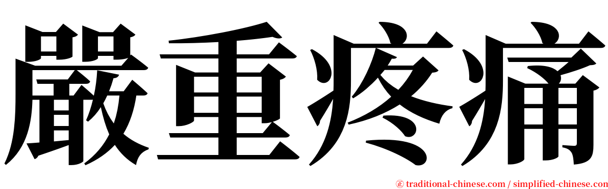 嚴重疼痛 serif font